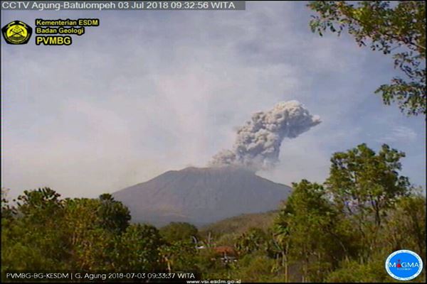  Gunung Agung Erupsi Lagi Pagi Ini