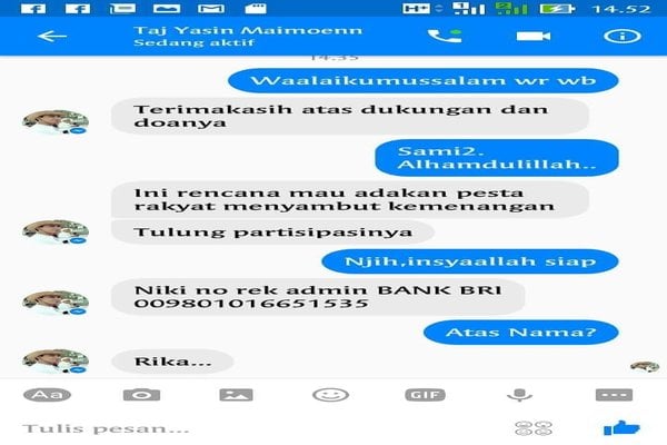  Awas, Akun Facebook Gus Yasin Palsu Minta Sumbangan