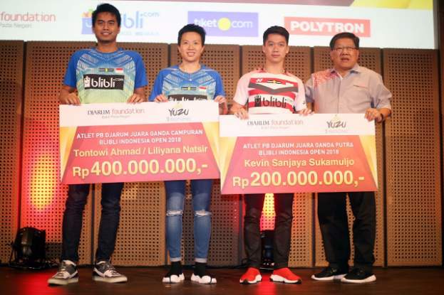  Juara di Indonesia Open, Tontowi/Liliyana dan Kevin Diguyur Bonus Ratusan Juta Rupiah