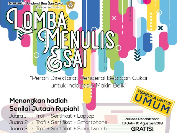  Semarakkan Hari Kemerdekaan Ke-73 RI, Bea Cukai Gelar Lomba Menulis Esai, Yuk Ikutan!