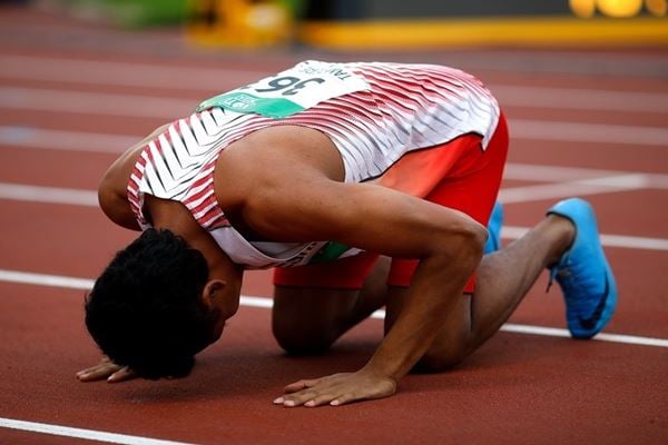 Lalu Muhammad Zohri, sprinter asal Nusa Tenggara Barat (NTB), berhasil meraih medali emas dalam IAAF World U20 Championships di Tampere, Finlandia pada Rabu (12/7)./Twitter IAAF