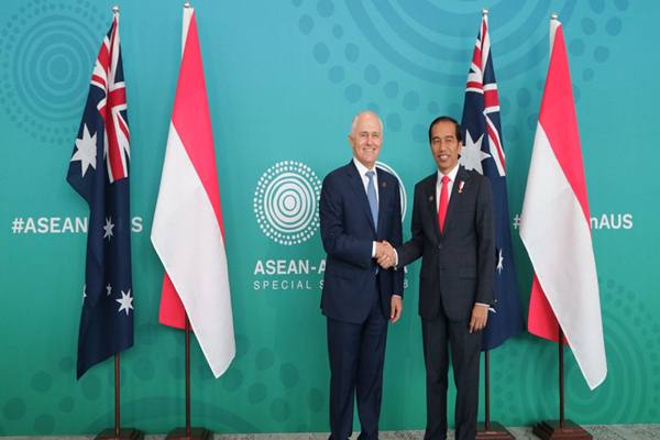 Perdana Menteri Australia Malcolm Turnbull dan Presiden Indonesia Joko Widodo (Jokowi)  di acara Asean-Australia Special Summit 2018, Sabtu (17/3)./JIBI- Deliana Pradhita Sari