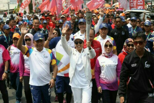  Ikut Torch Relay, Menteri Rini Apresiasi Dukungan BUMN Sukseskan Asian Games 2018