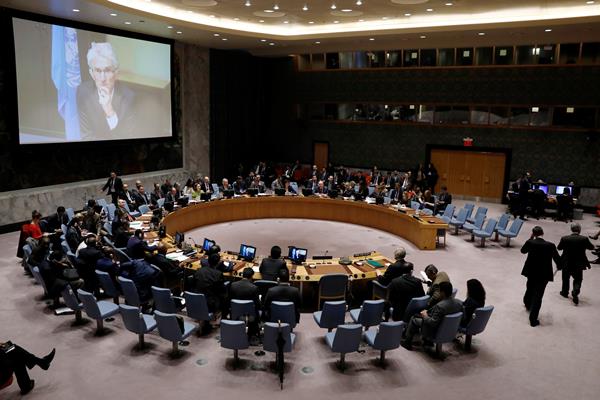 Ilustrasi: Suasana pertemuan Dewan Keamanan PBB saat membahas kondisi di Suriah di Markas PBB, New York, 22 Februari 2018./Reuters