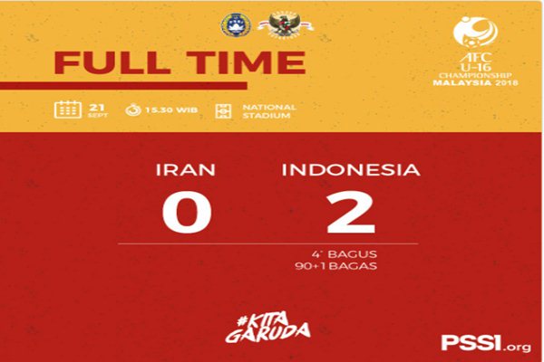  PIALA ASIA U-16: Gol Saudara Kembar Bagus & Bagas Bawa Indonesia Taklukkan Iran 