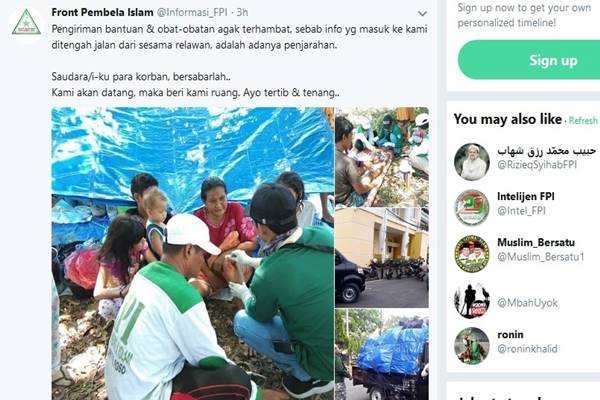  FPI Bantah Gerak Cepat Relawannya di Palu Disebut Hoaks