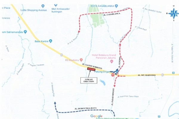  Pengerjaan Proyek LRT, Simpang Pancoran Ditutup Sementara