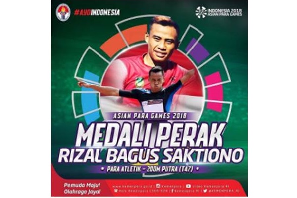  Rizal Bagus Saktiono Sumbang Perak di Asian Para Games 2018