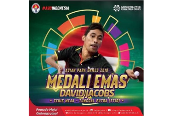  David Jacobs Tambah Raihan Medali Emas Indonesia