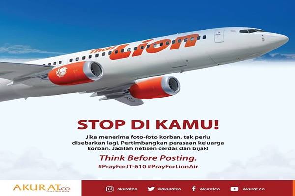  Lion Air Jatuh :  Warganet Saling Ingatkan Jangan Unggah Potongan Tubuh Korban