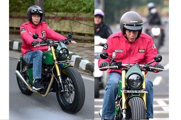  Presiden Jokowi Pakai Motor Custom, Blusukan ke Pasar Anyar Tangerang