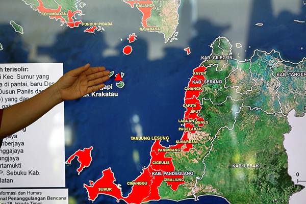  Inilah Peta Wilayah Terdampak Tsunami Selat Sunda