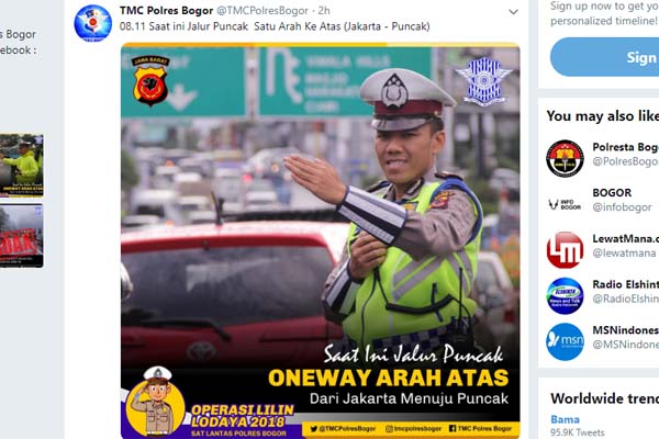  Info Lalin Puncak: Pelanggan Telkomsel Langsung Dapat Update, Pastikan Lihat Twitter @tmcpolresbogor