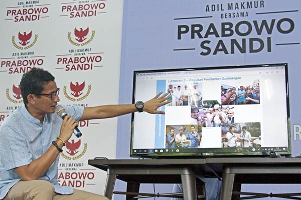  Dana Kampanye Prabowo-Sandi Naik 22 Kali Lipat Jadi Rp54 Miliar