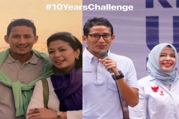  Begini Gaya 10 Years Challenge Sandiaga Uno