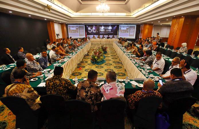 Suasana Rapat Pimpinan Nasional PHRI 2019 di Jakarta, Sabtu (9/2/2019). Acara yang digelar hingga Senin (11/2) tersebut sekaligus untuk memperingati 50 tahun PHRI./Bisnis-Abdullah Azzam 