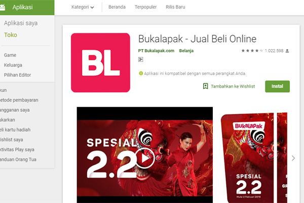  Rating Bukalapak di Play Store Mulai Pulih, Setelah Achmad Zaky Sowan Jokowi
