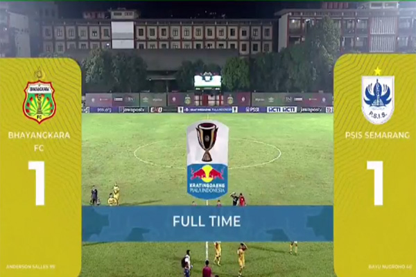  Piala Indonesia: Bhayangkara FC vs PSIS Skor Akhir 1-1, Leg-2 Jadi Partai Hidup Mati