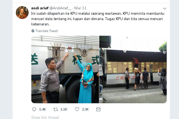  CEK FAKTA, Truk Tulisan Kanji Bersegel KPU, Ini Pemiliknya