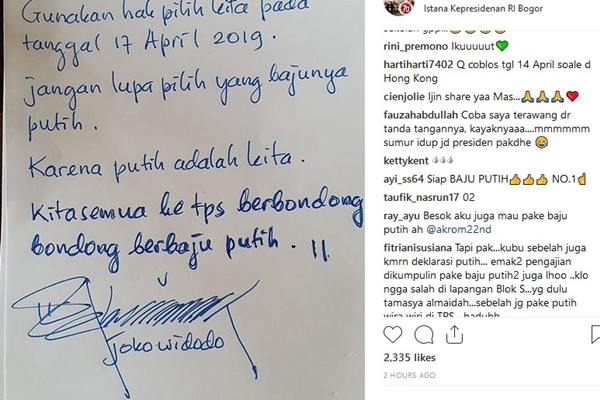  Pesan Jokowi Pilih yang Baju Putih  pada 17 April Viral di Media Sosial