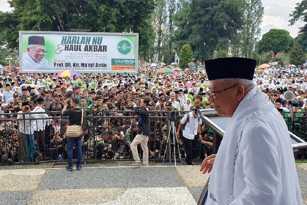  Hadiri Harlah NU Ke-96 di Wonosobo, Ma\'ruf Amin Patok Raih Suara Tinggi