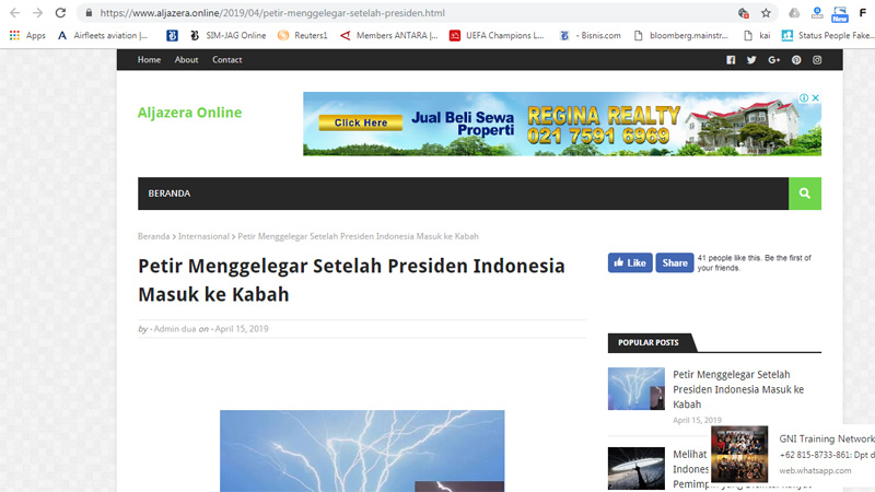  Berita Petir Menggelegar saat Jokowi Masuk Kabah Dibantah Al Jazeera. Beberapa Media Online Termakan Hoaks