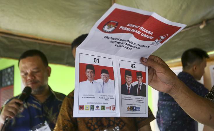  Quick Count LSI Denny JA : Jokowi-Ma\'ruf 55 Persen, Prabowo-Sandi 44 Persen, Data Masuk 62 Persen