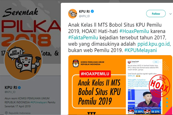  Ada Bug di Situs kpu.go.id, Temuan Siswa Kelas II MTS Bukan Hoax