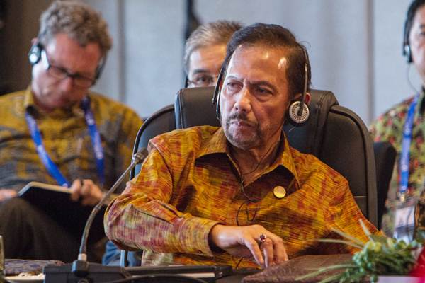 Sultan Brunei Darussalam Hassanal Bolkiah mengikuti pertemuan ASEAN Leaders Gathering di Hotel Sofitel, Nusa Dua, Bali, Kamis (11/10/2018)./ANTARA-Afriadi Hikmal