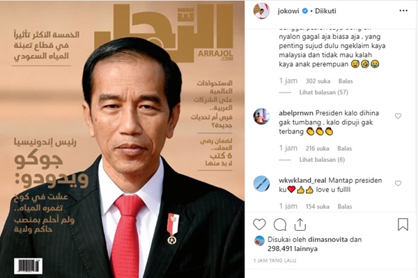  Jokowi Posting Sampul Majalah Arab Arrajol, Bahas Demokrasi hingga Dana Desa