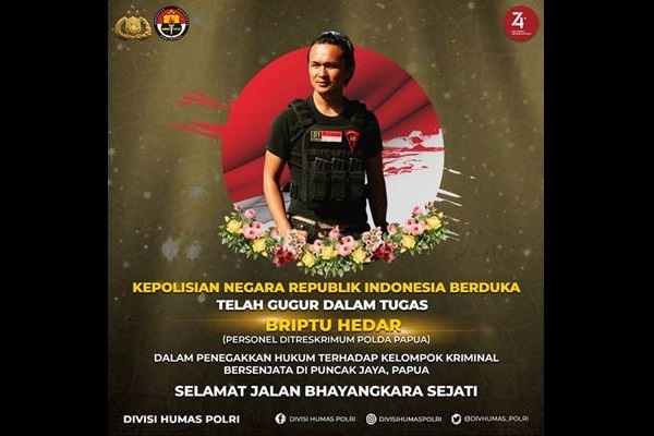  Polri : Briptu Hedar Beberapa Kali Bongkar Aksi KKSB Papua