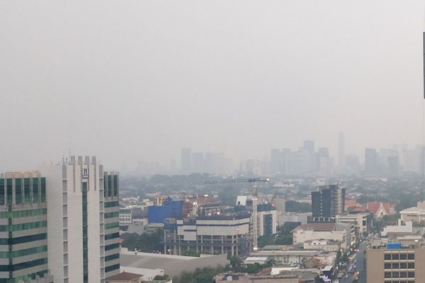 udara Jakarta dipenuhi polusi pada Selasa (2/7/2019)./Antara-Boyke Watra