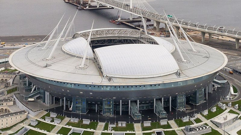 Gazprom Arena di Pulau Krestovsky di St.Petersburg, Rusia./Wikipedia^Aleksandr Savin