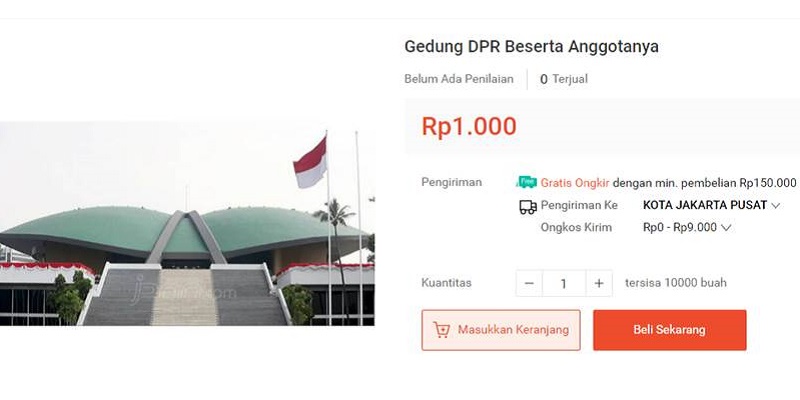  PERISAKAN : Ups! Gedung DPR dan Anggotanya Dijual Murah di Toko Online