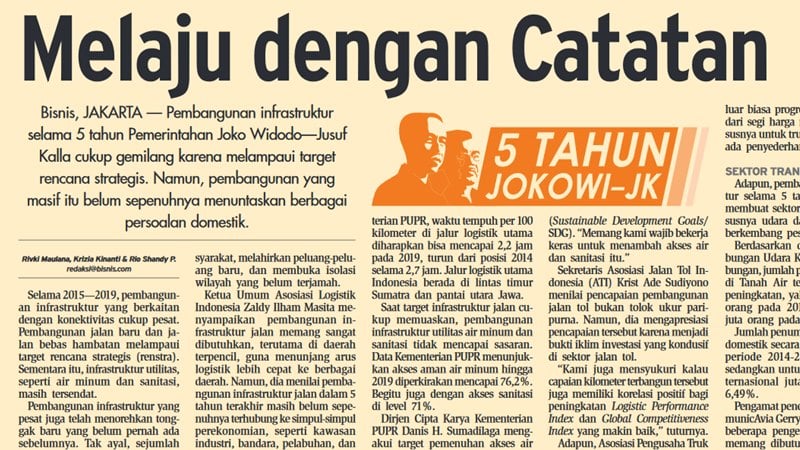  KABAR PASAR: Evaluasi Infrastruktur 5 Tahun Jokowi, Melaju dengan Catatan