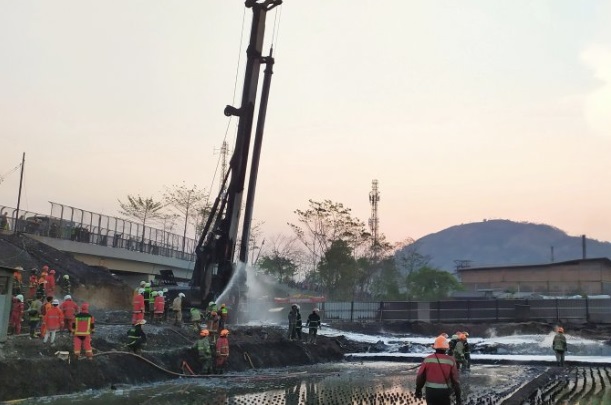 Lokasi pipa Pertamina yang bocor dan terbakar akibat proyek kereta cepat/Antara