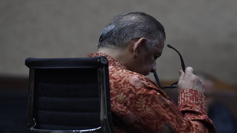 Mantan Dirut PLN Sofyan Basir mengikuti sidang dengan agenda pembacaan putusan atau vonis di Pengadilan Tipikor, Jakarta, Senin (4/11/2019). Majelis hakim memvonis bebas Sofyan Basir./Antara