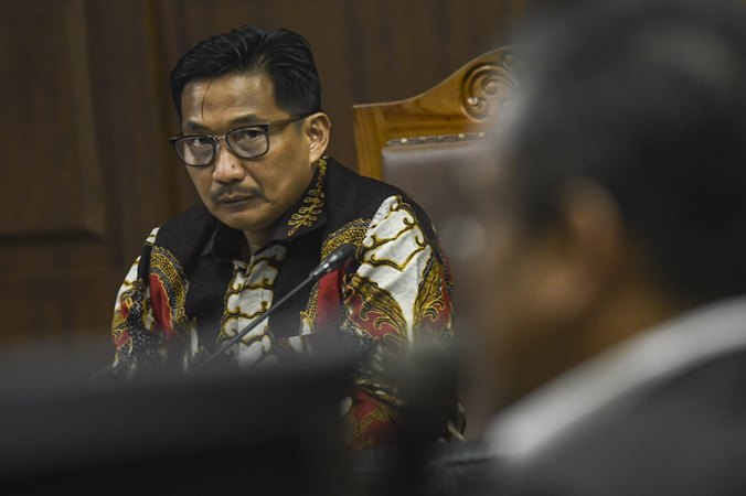 Terdakwa kasus dugaan suap dan gratifikasi Bowo Sidik Pangarso mengikuti sidang lanjutan di Pengadilan Tipikor, Jakarta, Rabu (16/10/2019)./ANTARA-Muhammad Adimaja