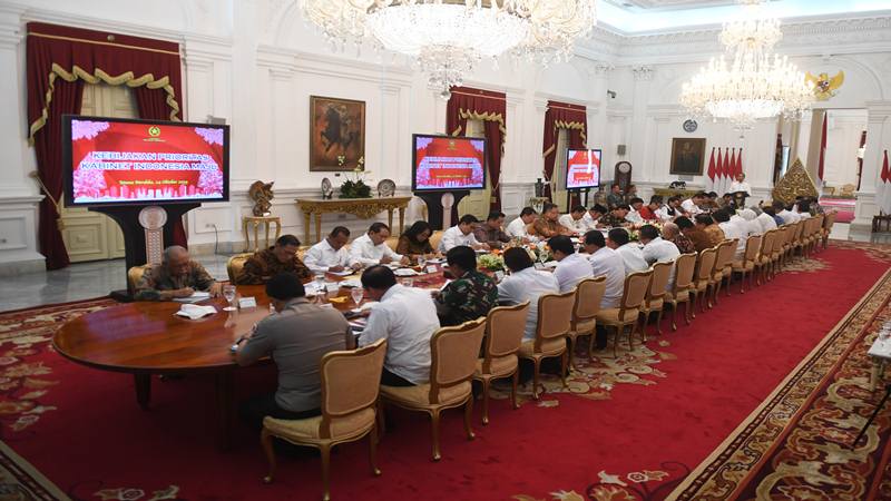 Suasana sidang perdana Kabinet Indonesia Maju di Istana Merdeka, Jakarta, Kamis (24/10/2019)./Antara