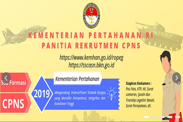  Nama-nama Peserta CPNS 2019 Lolos Seleksi Administrasi Kementerian Pertahanan 