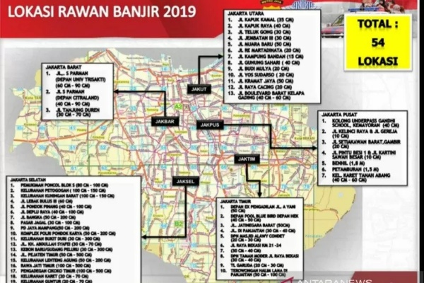  Ini 54 Lokasi Rawan Banjir di Jakarta