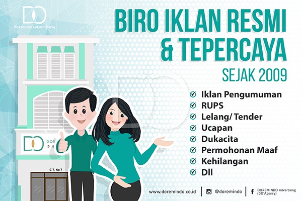  Doremindo Layani Pasang Iklan Pengumuman di Berbagai Media