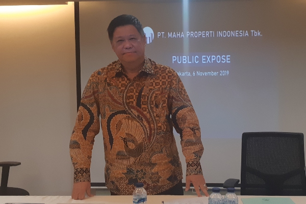 Direktur PT Maha Properti Indonesia Tbk. Suwandy saat paparan publik terkait suspen yang dikenakan oleh Bursa Efek Indonesia pada Rabu (6/11/2019)./Bisnis-Pandu Gumilar