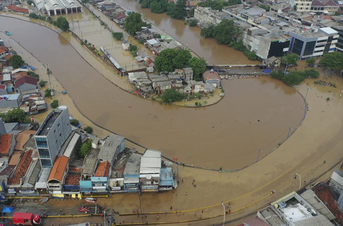 Banjir yang melanda sebagian wilayah Jakarta, Kamis (2/1/2020)./ ANTARA-Nova Wahyudi