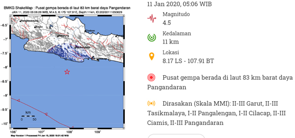 Gempa 4 5 Sr Guncang Pangandaran Getaran Dirasakan Di Tasikmalaya