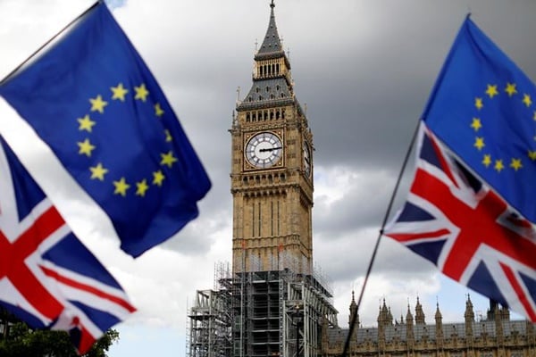  Rayakan Brexit, Union Jack Penuhi Lapangan di Westminster Abbey