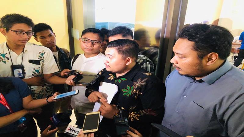 Donny Manurung Anggota DPP Jaringan Aktivis Indonesia melaporkan Andre Rosiade ke Bareskrim Polri, Senin (10/2/2020). JIBI/Bisnis-Sholahuddin Al Ayubbi