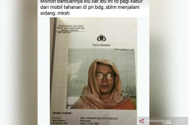  Seorang Tahanan Wanita Kabur saat akan Disidang di PN Bandung