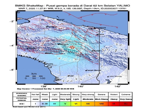  Gempa Magnitudo 5,2 Guncang Yalimo Wamena