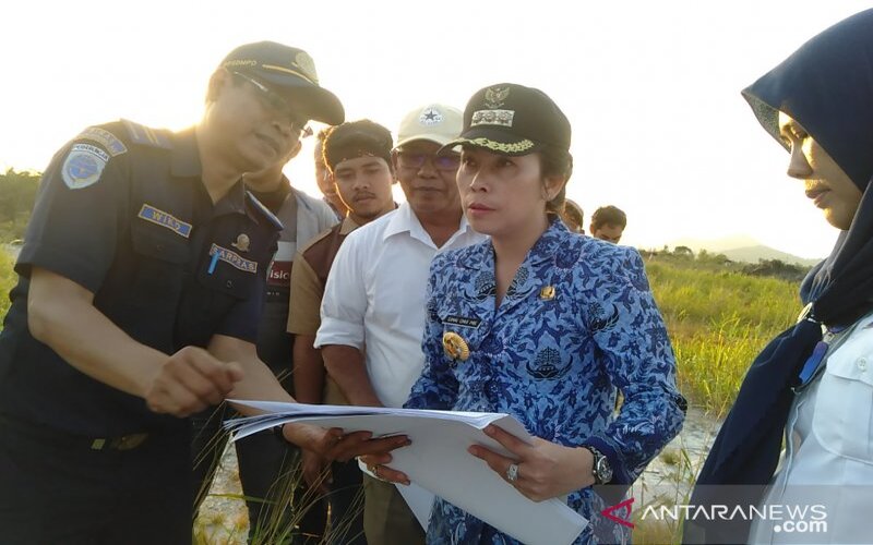 Wali Kota Singkawang, Tjhai Chai Mie saat meninjau proses Land Clearing Runway Bandar Udara Baru Singkawang./Antara-Rudi